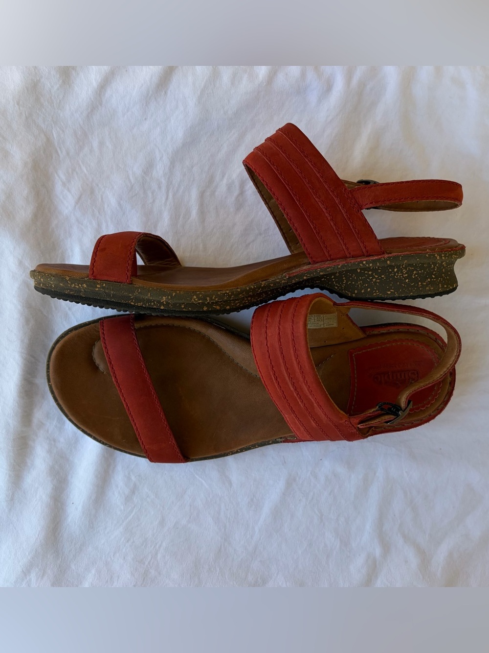 Simple Red Orange Slingback Sandals Buckle Super Comfortable Like New Sz 9.5